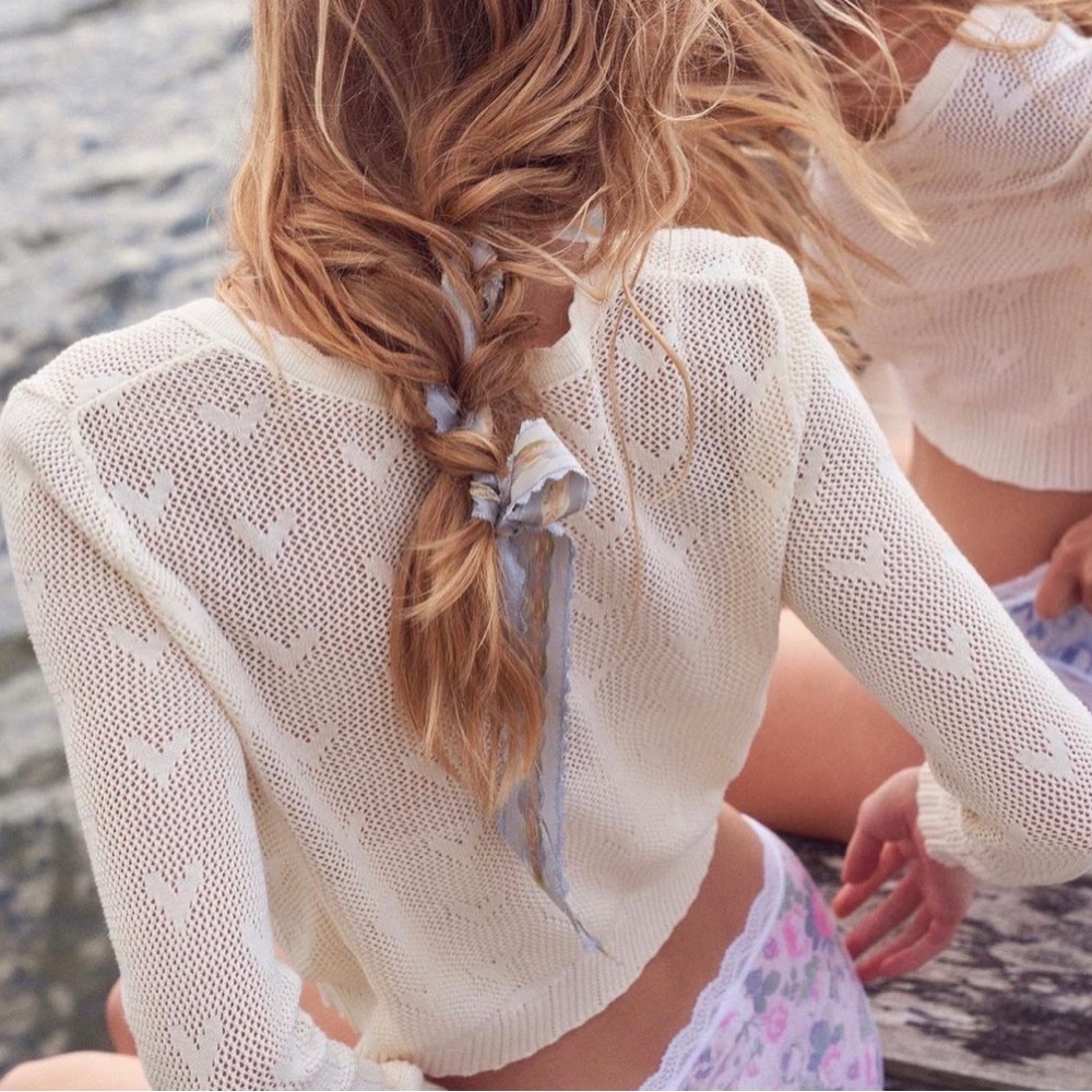 LoveShackFancy ♡ Heart Crop Cardigan - Picture 3 of 12